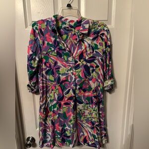 Lilly Pulitzer Multicolor Floral Abstract Resortcore Vacationcore Mini Dress, S
